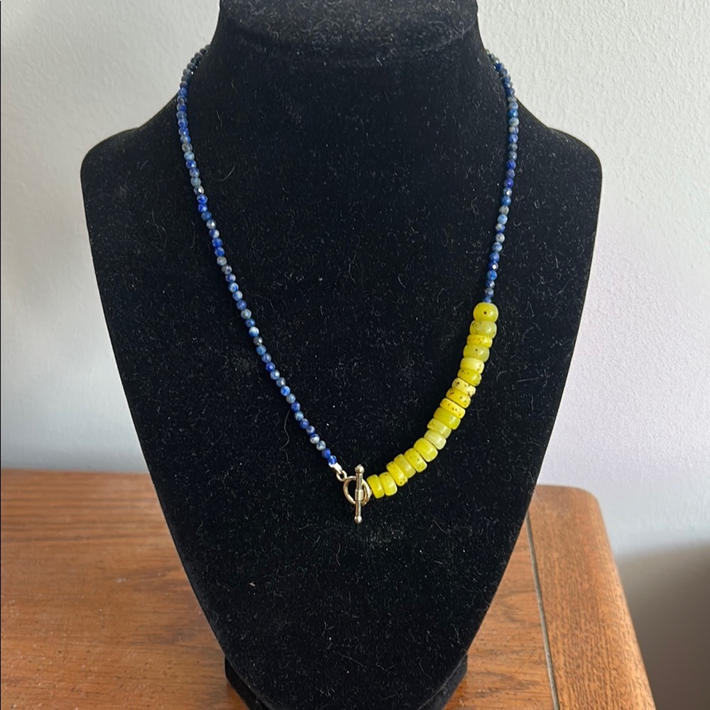Blue and Yellow Beaded Necklace